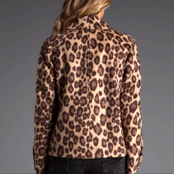 REBECCA TAYLOR Wool blend Leopard Faux Fur Coat - 10 - Picture 2 of 8